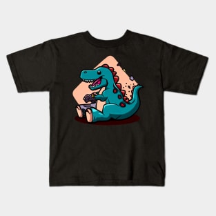 gamer dinosaur Kids T-Shirt